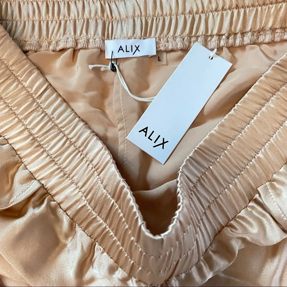 ALIX NYC 100% silk “Hester” rose gold pajama shorts loungewear